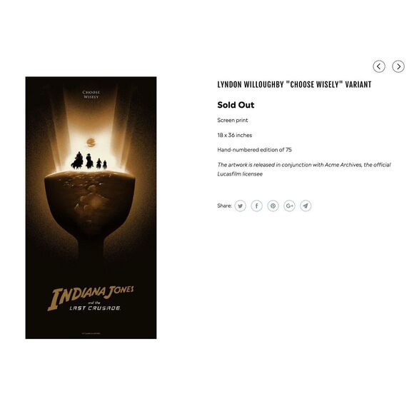 INDIANA JONES LYNDON WILLOUGHBY bottleneck gallery Art print limited edition - Picture 5 of 5